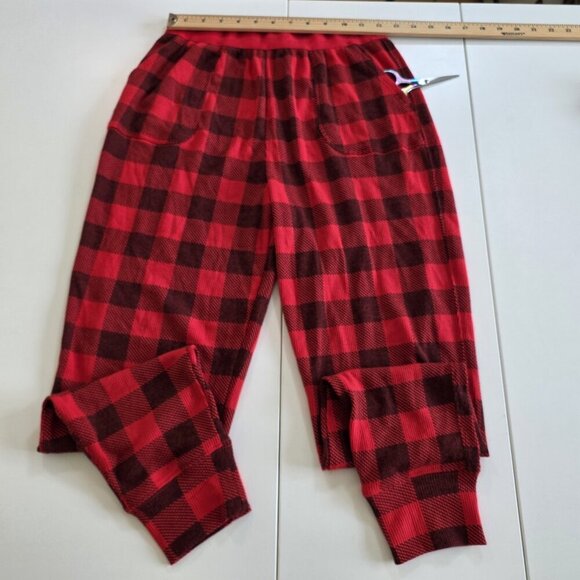 PINK Victorias Secret Pajama Set Women S Heathered Red LS Top Plaid Pants Lounge - Picture 9 of 16